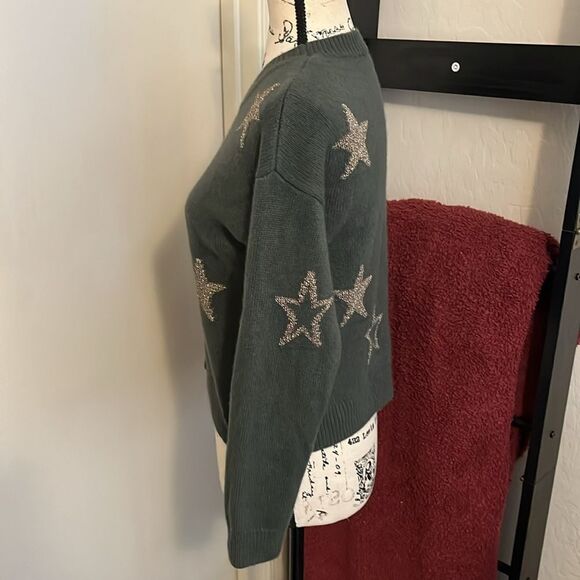 Rails Perci Olive Green Star Design Pullover Boho Sweater Contemporary - Picture 5 of 12